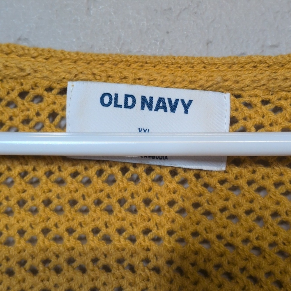 Old Navy Women’s Mustard Yellow Hollow Knit Bell Sleeve Sweater | XXL - Picture 4 of 6